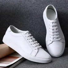 Skateboarding Shoes Spring Summer Breathable Men Leather Shoes Front Tie White Shoe Flat Trend Korea Leather Arder Shoes Man