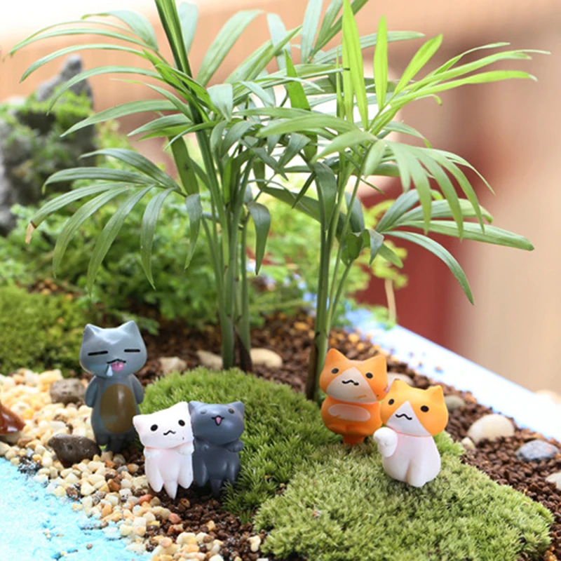6 шт./компл. Mix Цвет кошка миниатюрные фигурки для украшения бонсай микро Ландшафтный садовый декор