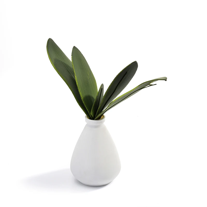 

11 Forks 7 Heads Artificial Flowers Butterfly Orchid Silk Simulation Green Leaf Hotel Home Table Decor Fake Plant