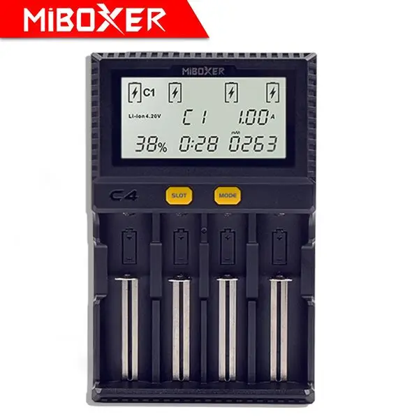 Оригинальное зарядное устройство Miboxer C4 lcd для литий-ионных/LiFePO4/Ni-MH/Ni-Cd 18650 14500 26650AAA4. 2 3,7 1,2 1,5 В Функция разрядки - Цвет: C4