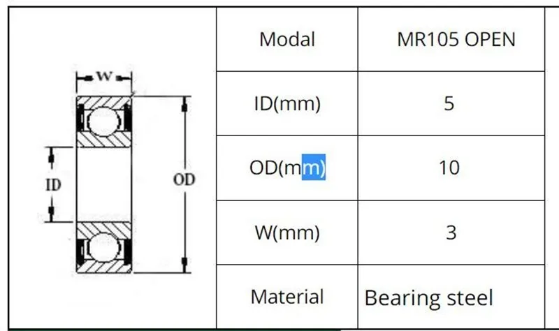 5 шт. или 10 шт. MR105 открытый подшипник открытый mr105 5x10x3 мм Миниатюрные шарикоподшипники L-1050ZZ