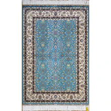 2,7 'x4' Небесно голубое дерево и олень дизайн ручной переплетения шелк ковры Турции шелковый ковер с восточным рисунком