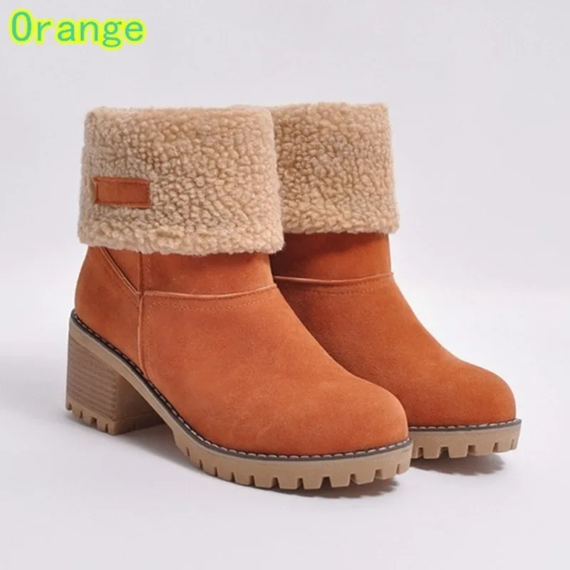 

Autumn and winter new large size women's boots thick with the middle of the set of feet lamb hair plus velvet warm cotton boots