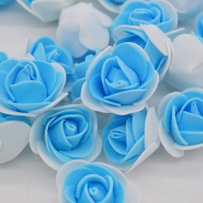 

50pcs/lot PE Foam Fake Flower RosesTwo layers Head Artificial Flowers forWedding Decoration DIY Scrapbooking Gift Box Garland
