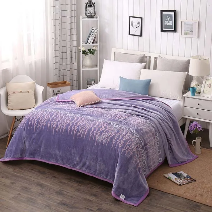 High quality 200x230cm Knitted Blankets / flanel bed blanket soft