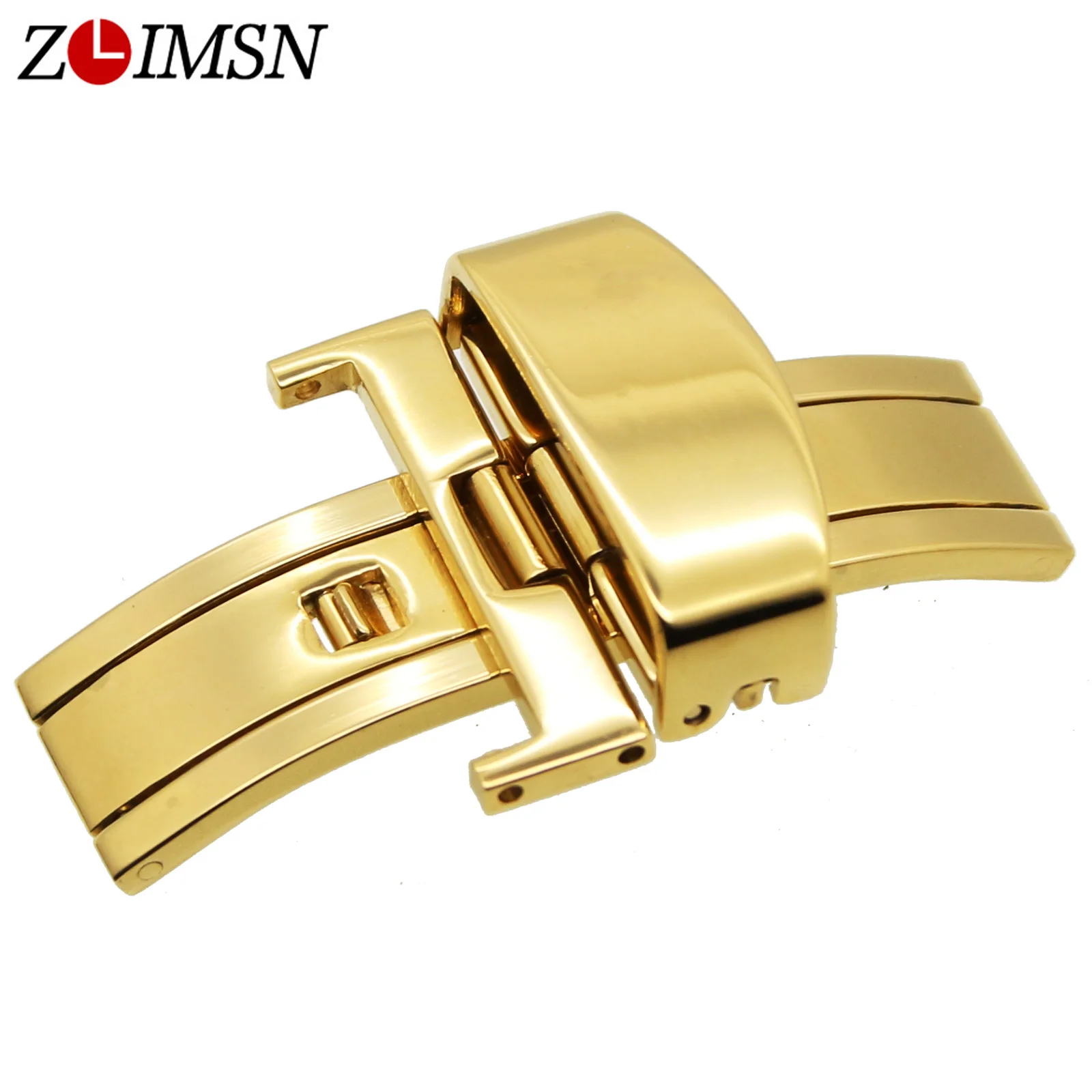 

ZLIMSN 20mm Gold Polished Butterfly Metal Deployment Watch BAND Strap Clasp Belt Buckle K01g Relojes Hombre 2017 K22
