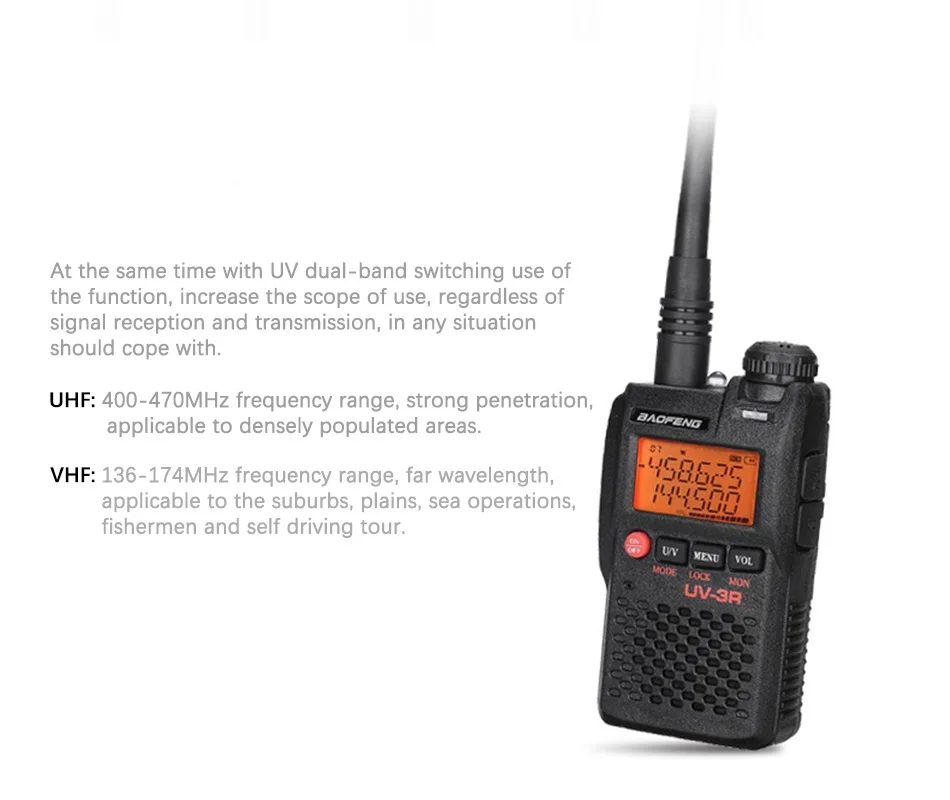 Baofeng UV-3R Walkie Talkie Mark 136-174/400-470 МГц двухдиапазонный двухсторонний радиоприемник Doppia Frequenzy display Due Vie радио св. Хэм радио