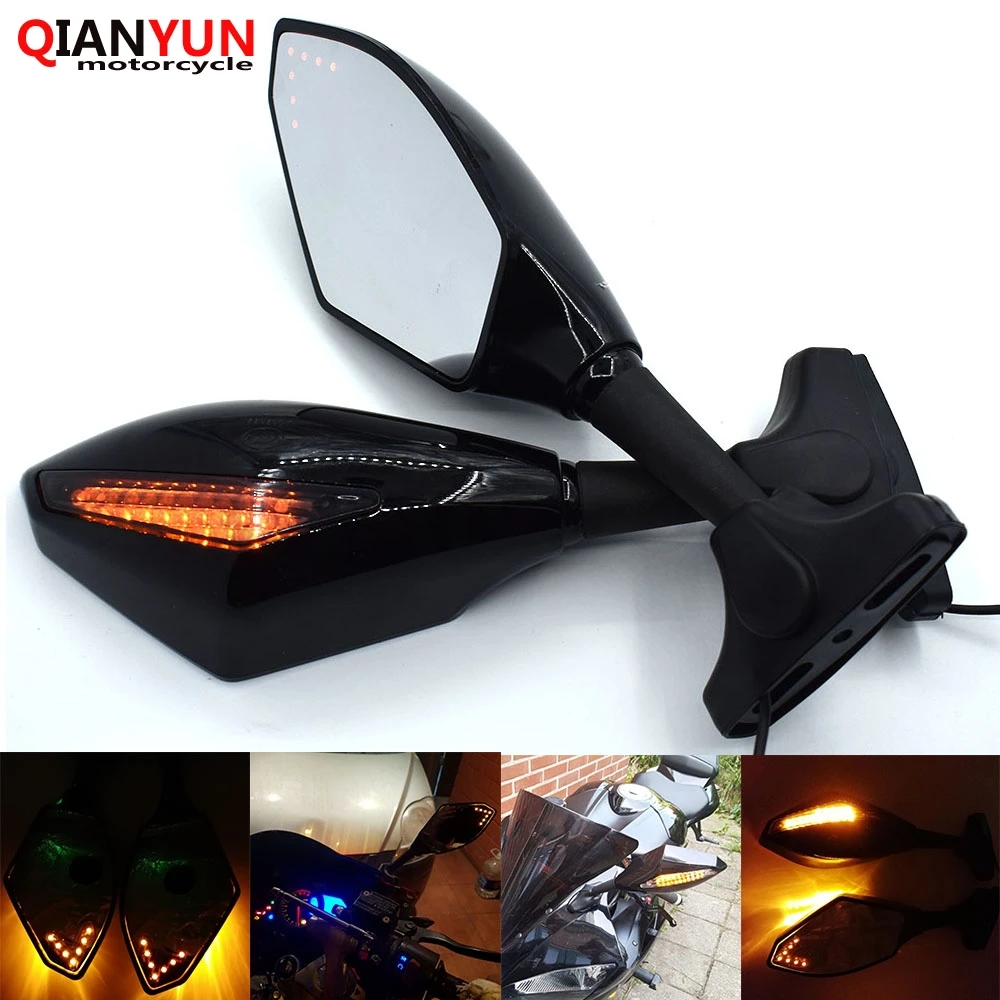 

Universal Motorcycle Rear View Side Wing Mirrors w/ LED Turn Signal Light For Honda 250 400 Hornet 250 VTR 250 VFR 400 NC700