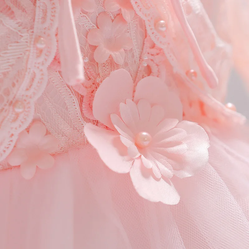 Белое платье с цветочным рисунком; платье принцессы для дня рождения; кружевная накидка с длинными рукавами; свадебная одежда с цветочным узором для девочек