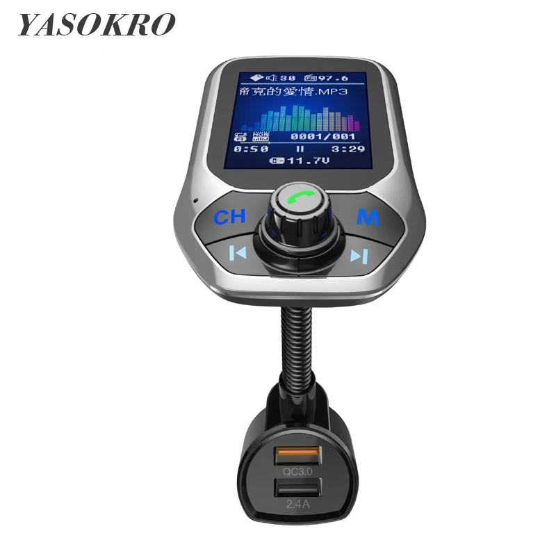 

1.8 inch Color Display Bluetooth FM Transmitter Wireless Car FM Modulator Mp3 Player Car Kit Handsfree QC3.0 Car Charger
