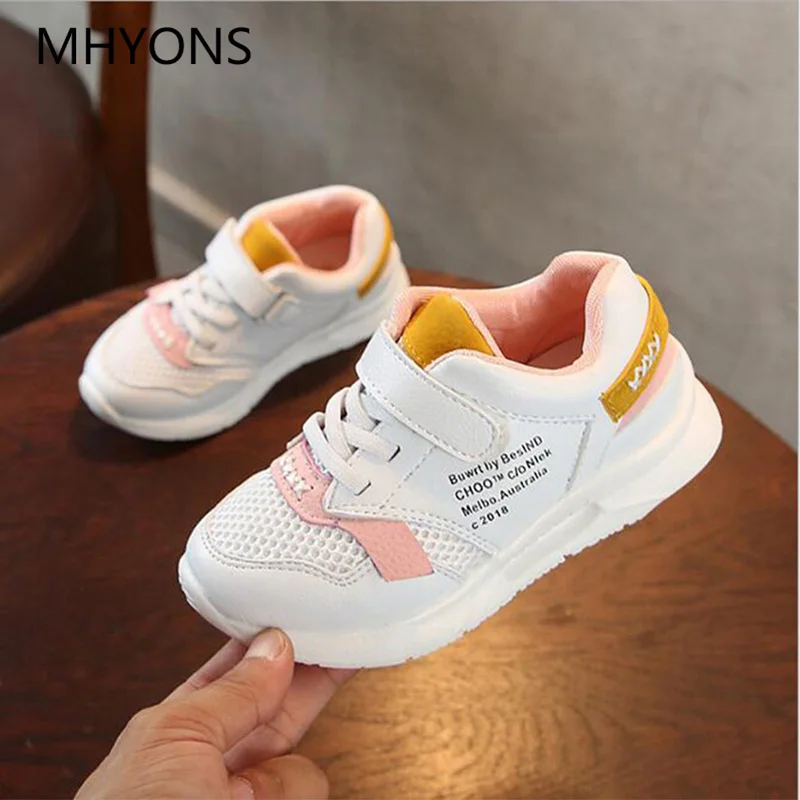Весна/осень детская обувь для мальчиков спортивные модные брендовые Повседневные Дышащие уличные Детские кроссовки обувь для бега для мальчиков - Цвет: Розовый