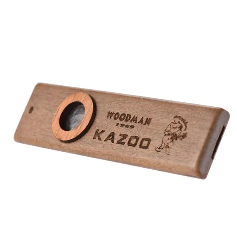 

Wooden Kazoo Musical Instrument Guitar Ukulele Partner Wood Harmonica with Metal Box for Music Lover New 2018