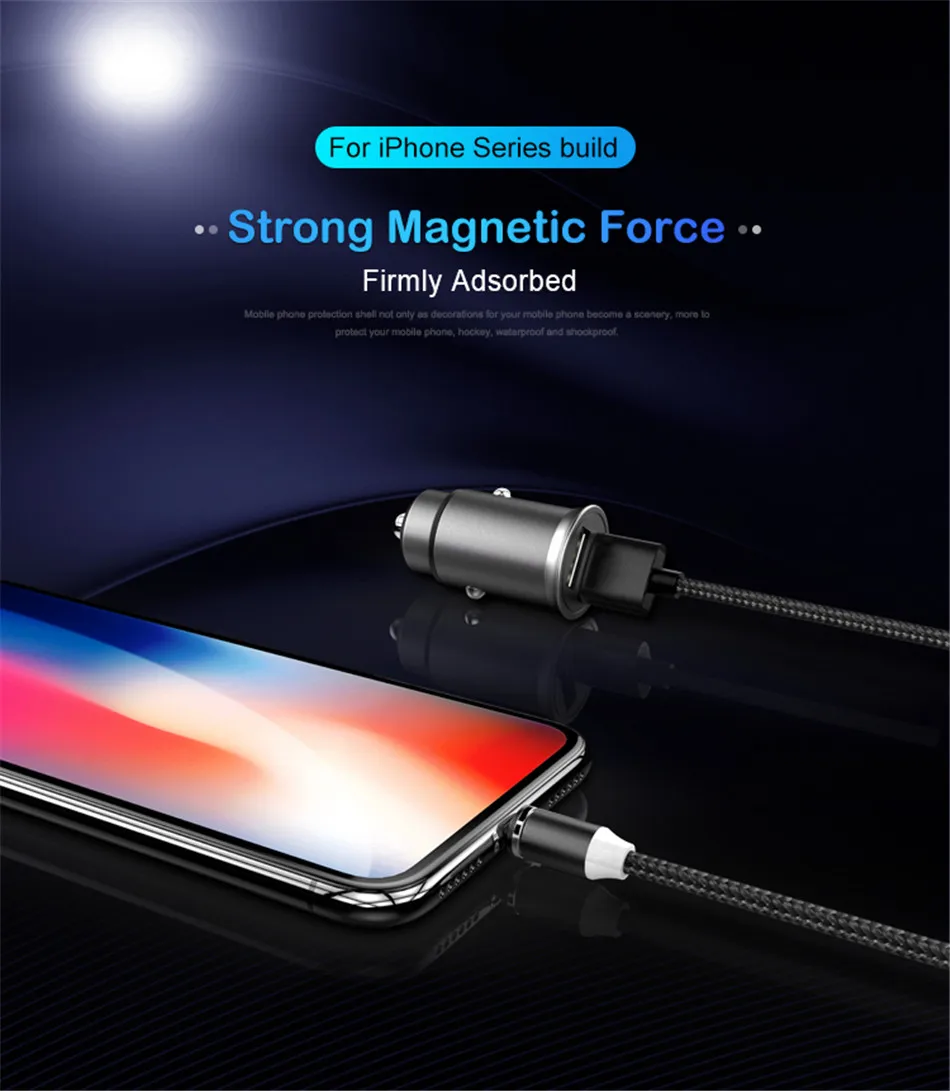 NOHON LED Magnetic Charge Cable Lighting Micro USB Type C Phone Cable For iPhone X 7 8 6 Xiaomi 1m Fast Charge Magnet Charger 1M (1)