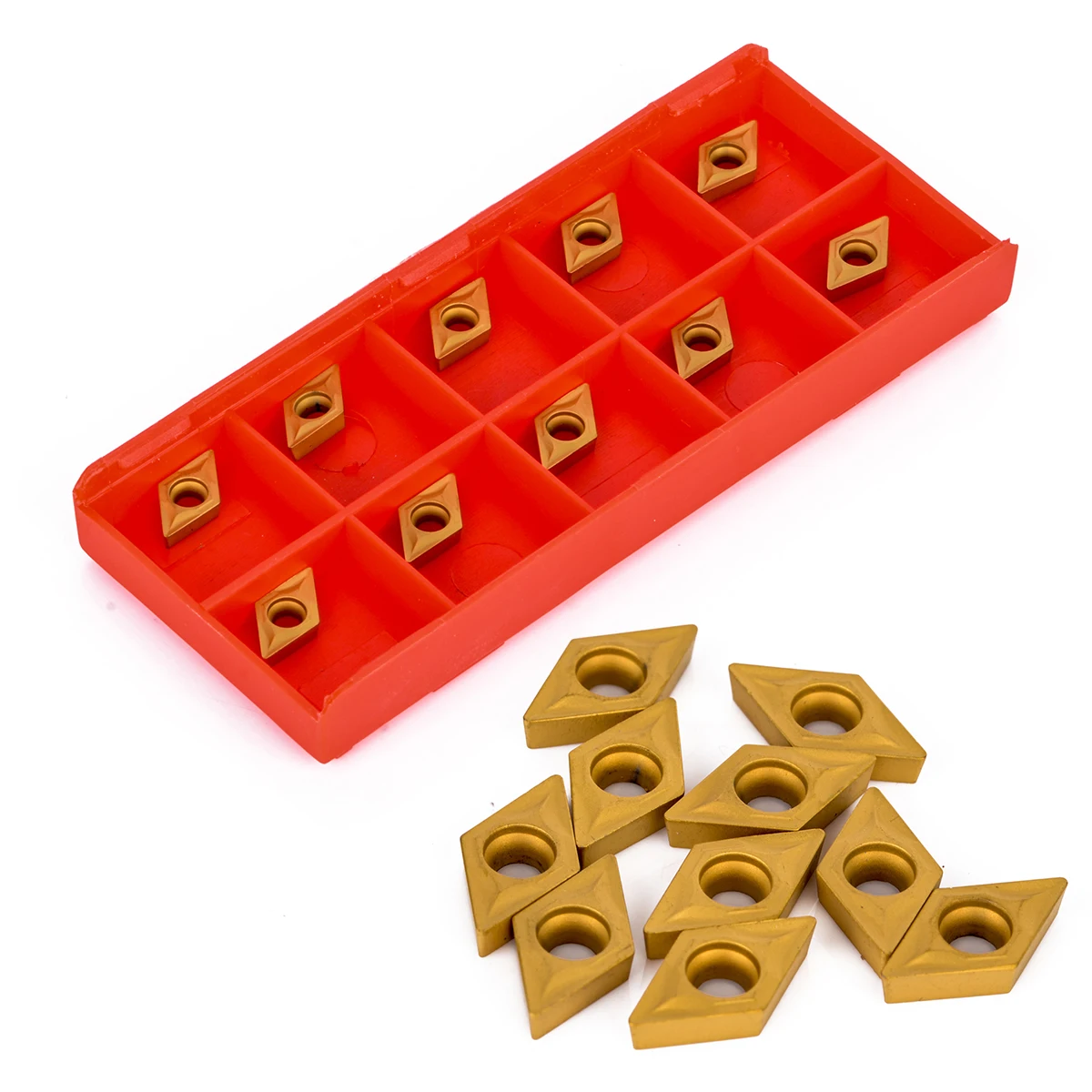 10pcs DCMT070204 YBC251 Blades Gold Carbide Inserts CNC Lathe Cutter for Lathe Turning Tool Boring Bar 7 x 7 x 2mm