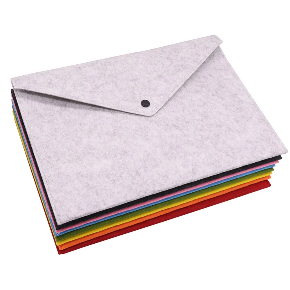 

8 pcs Simple Solid A4 Big Capacity Document Bag Business Briefcase File Folders Chemical Felt Filing Products Student Gifts