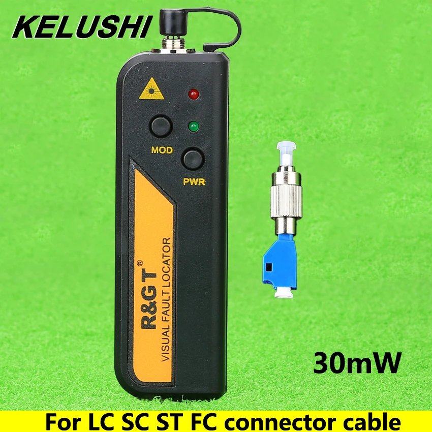 

KELUSHI 30mW Visual Fault Locator Fiber Optic Cable Tester and LC/FC/SC/ST Adapter