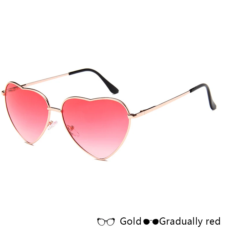Новинка, модные женские солнцезащитные очки в форме сердца, брендовые дизайнерские металлические светоотражающие солнцезащитные очки для женщин, зеркальные - Цвет линз: 16