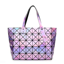 Laser BaoBao Frauen Blenden Farbe Plaid Tote Sporttaschen Weibliche mode Falten Handtaschen Dame Pailletten Spiegel Saser Tasche Bao Bao
