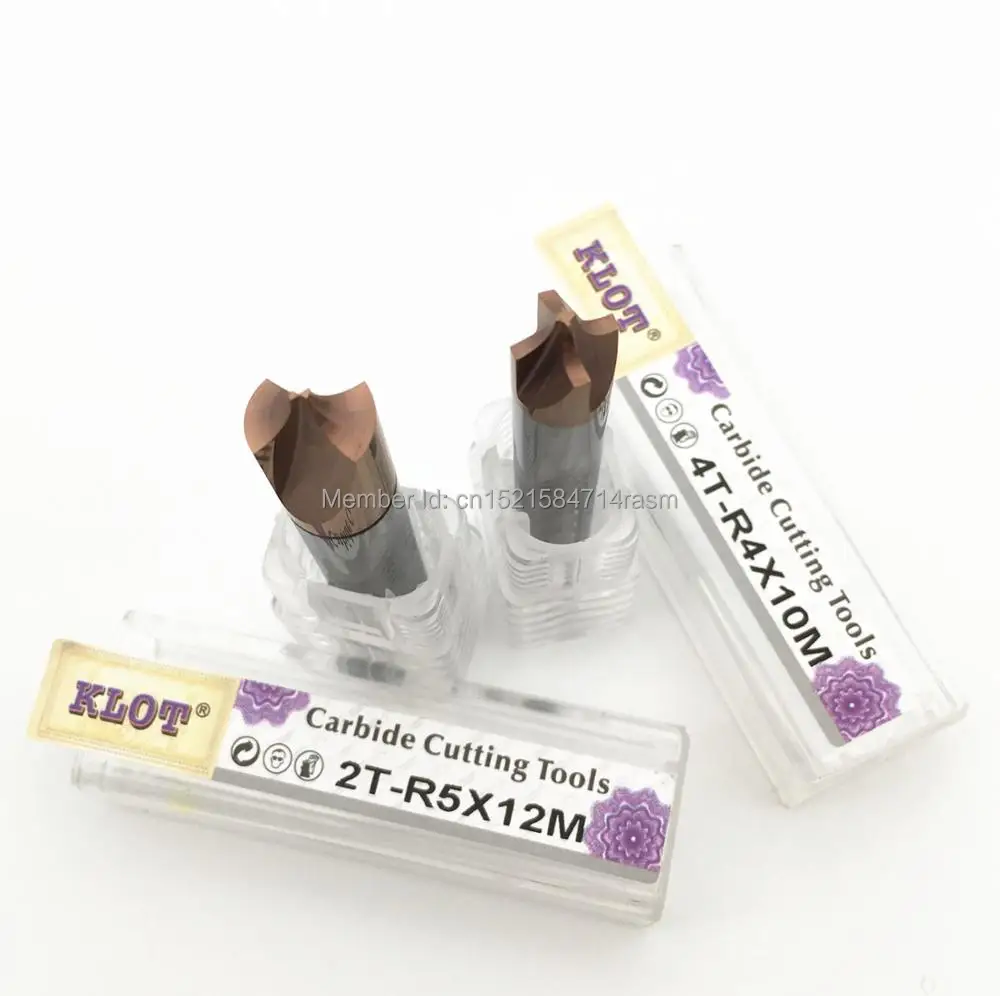 KLOT HRC60 Inner Corner Radius Rounding TiCN Carbide End Mill R0.5-R6mm 4-Flute Concave Radius Milling Cutter