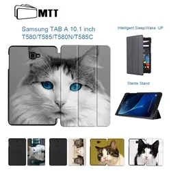 МТТ милый кот Смарт Флип PU Стенд чехол для samsung Galaxy Tab 10,1 2016 T585 T580 SM-T580 T580N Tablet защитный чехол