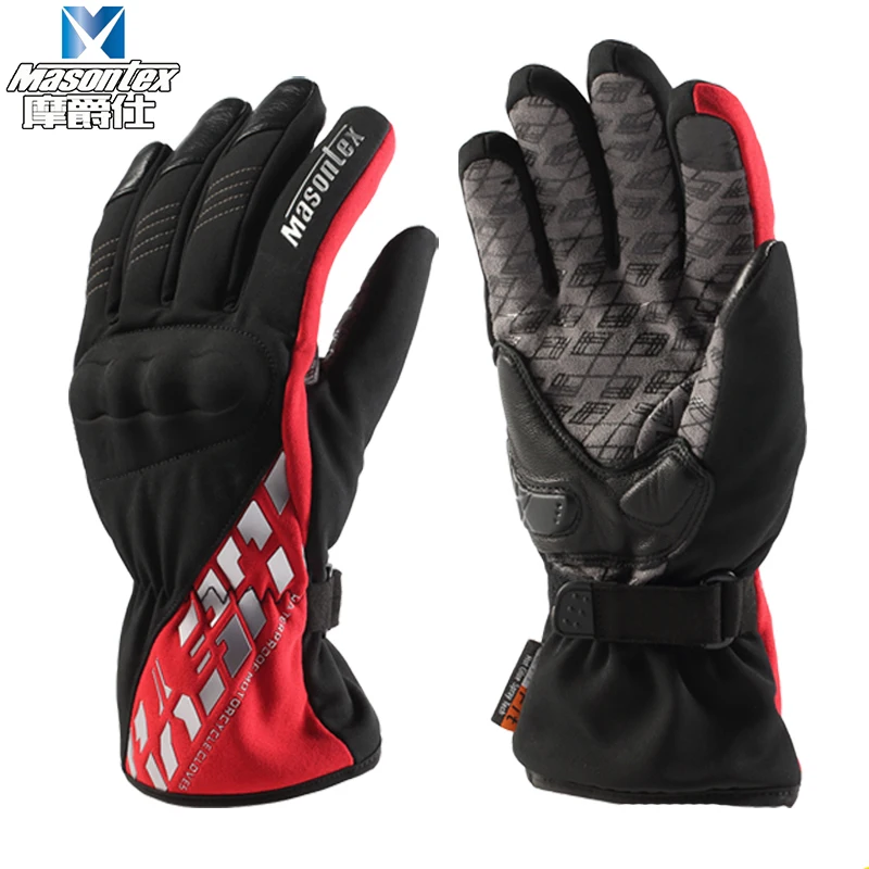 

Masontex MT0-036 Motocross Keep Warm Guante Full Finger Glove Waterproof Motorcycle Long Armor Gloves Screen-Touch Racing Guante