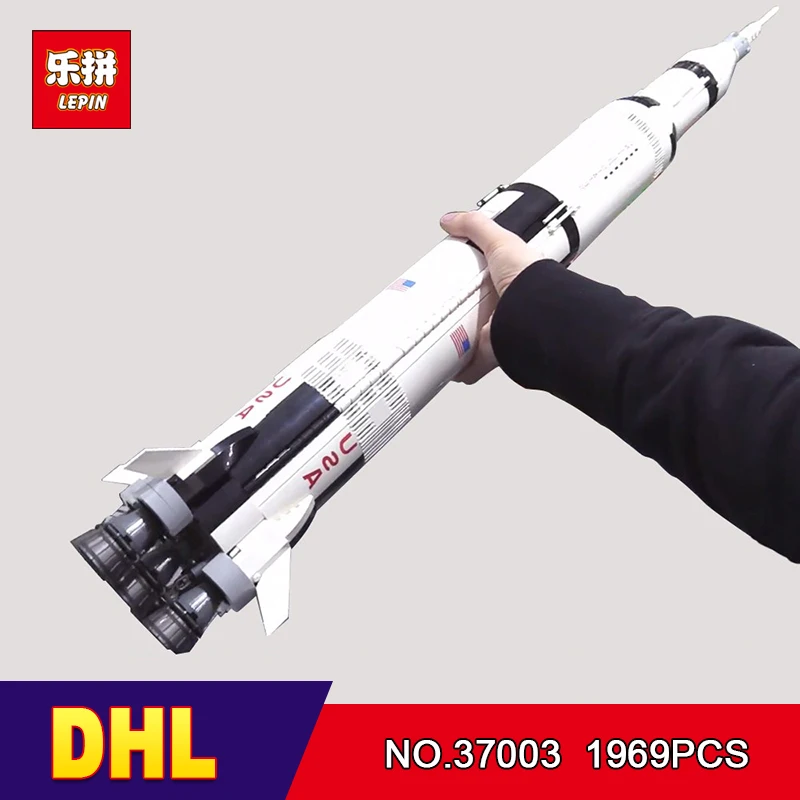 

DHL 37003 1969Pcs Creative Series The Apollo Saturn V Launch Vehicle Set Children Building Blocks Bricks Toy 21309