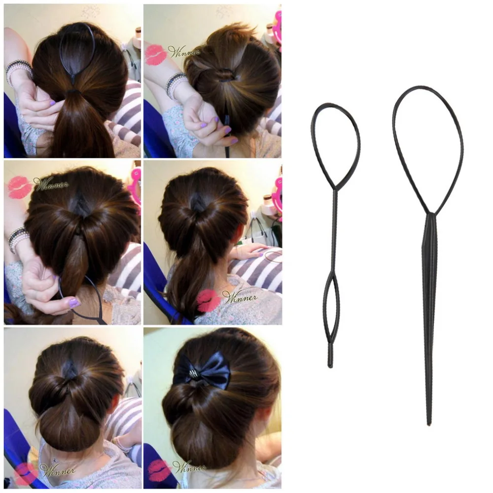 2 pcs Ponytail Creator Plastic Loop Styling Tools Black Topsy Pony topsy Tail Clip Hair Braid Maker Styling Tool Fashio 2 pcs Ponytail Creator Plastic Loop Styling Tools Black Topsy Pony topsy Tail Clip Hair Braid Maker Styling Tool Fashio