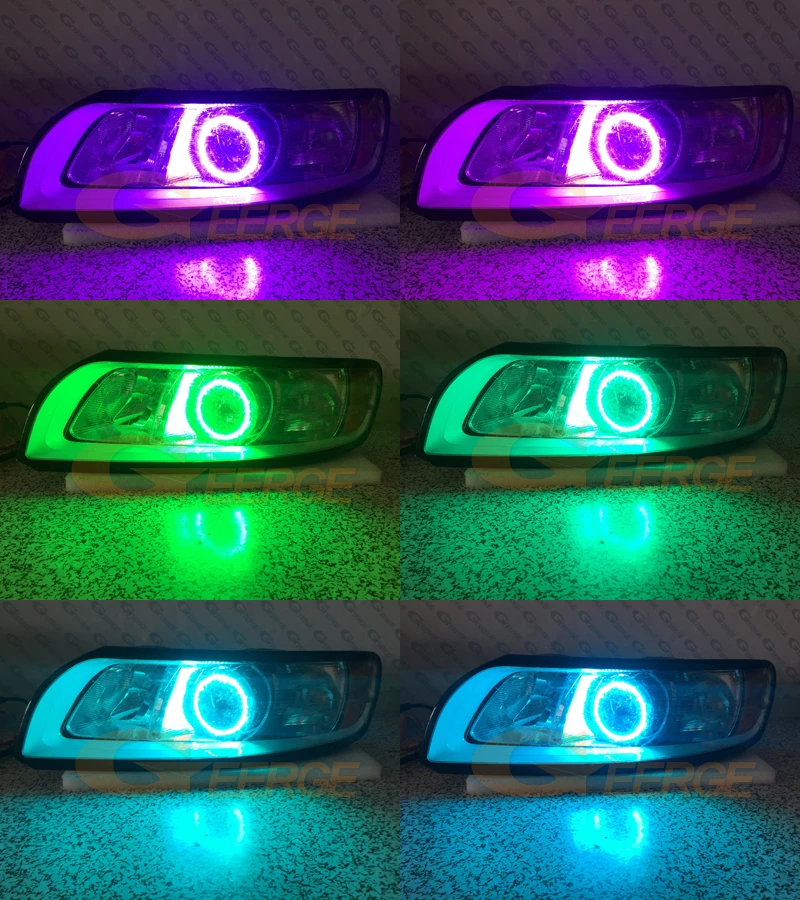 Для Volvo S40 V50 2008 2009 2010 2011 фары RF Bluetooth контроллер многоцветный ультра яркий RGB комплект светодиодов «глаза ангела»