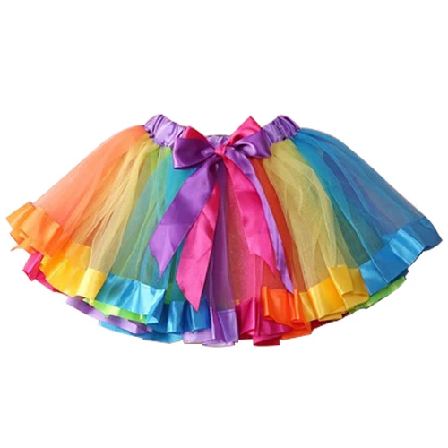 

Kids Lovely Handmade Colorful Tutu Skirt Girls Rainbow Tulle Tutu Mini Skirt Multicolor