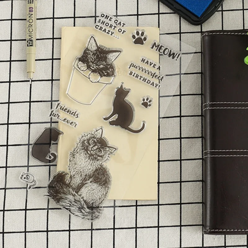 

Meng Cat Footprint Transparent Clear Silicone Stamps Letters Seal for DIY Scrapbooking/Photo Album Decorative Clear Stamp Sheets