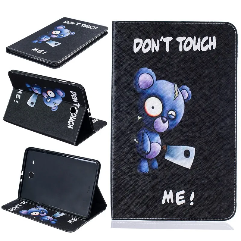 For Samsung Galaxy Tab E 9.6 Case SM-T560 T561 Butterfly Flower Bear Pig Cartoon Wallet  PU Leather Back Silicon Tablet Cover (34)