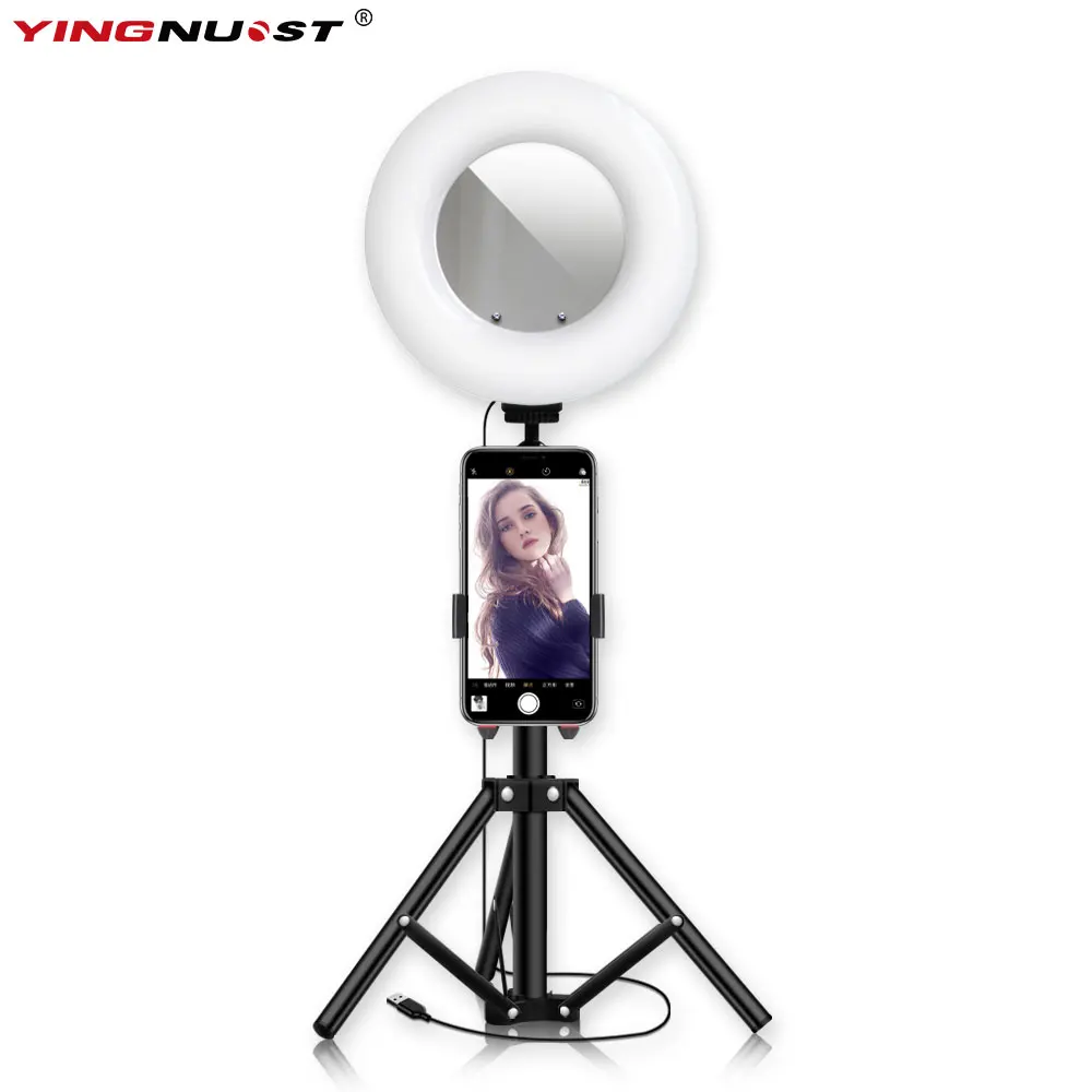

9'' Dimmable LED Ring Light With 8X Makeup Mirror 1.2M Tripod Stand Selfie Lamp For Makeup Lighting Phone Video Live Stream