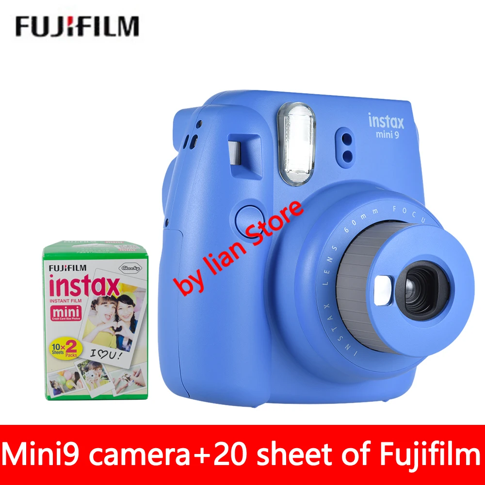 Fujifilm Instax Mini 9 камера Fuji мгновенная камера пленочная камера с крупным объективом+ 20 листов белой пленки фотобумага