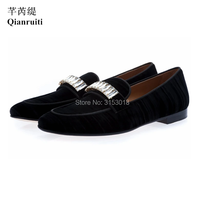 

2019 Spring Men Casual Shoes Slip-on Loafers Flat Heel Style Crystal Decorated Casual Male Shoes For Party Business Office