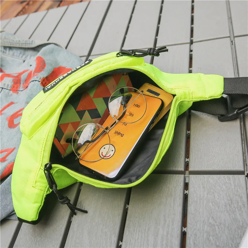 Холщовая поясная уличная сумка унисекс для мобильного телефона Флуоресцентный цвет поясная сумка Дорожная сумка на плечо летняя нагрудная сумка Хип-хоп сумки 022