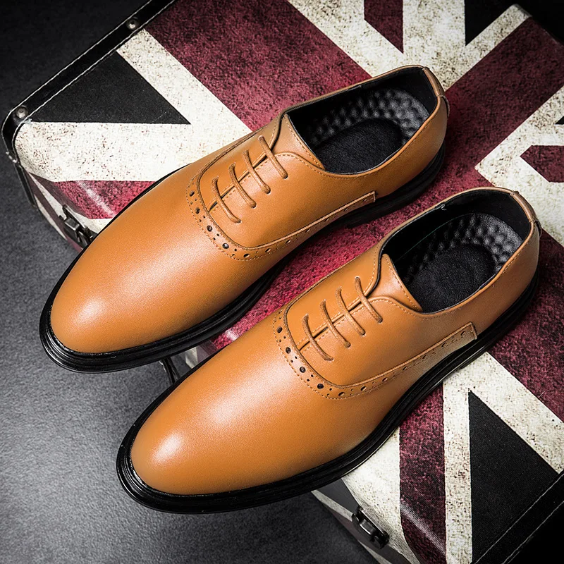 Para Casamento Negócios Alta Zapatos Genuíno Vestido Formal De Couro Hombre vermelho Oxfords amarelo Preto 2019 Qualidade Sapatos Homens W41XR1nPz