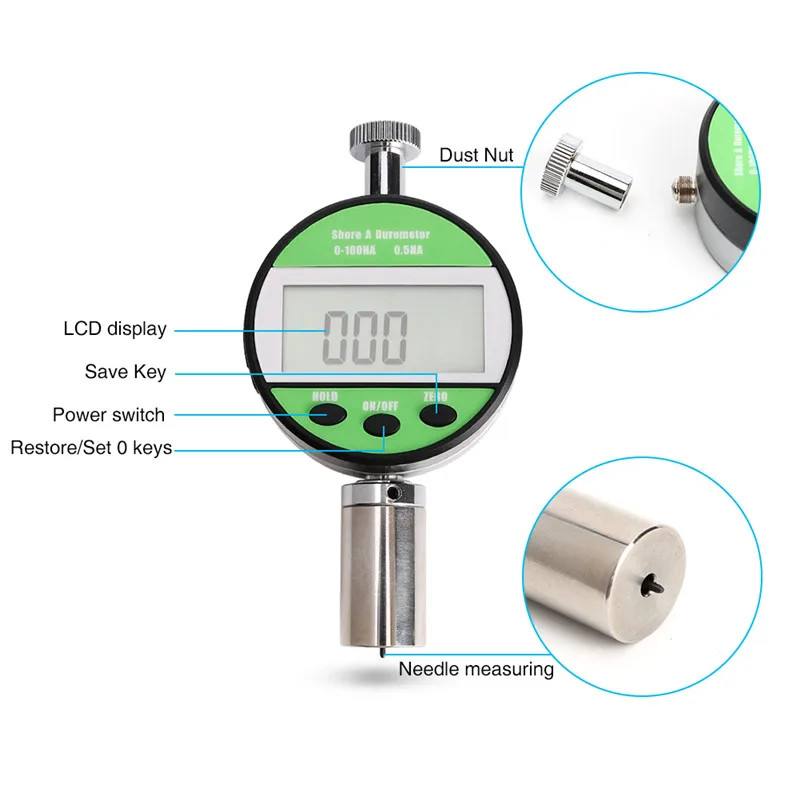 LX-A Digital Hardness Shore Durometer Tester Meter For Hard Rubber Plastic Leather Multi-grease Wax LAC-YJ Test Durometro Tools  (8)