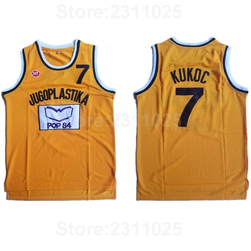 

Ediwallen Men Sale 7 Toni Kukoc Moive Basketball Jerseys Cheap Jugoplastika Split Pop Jersey Team Color Yellow Embroidery Hot