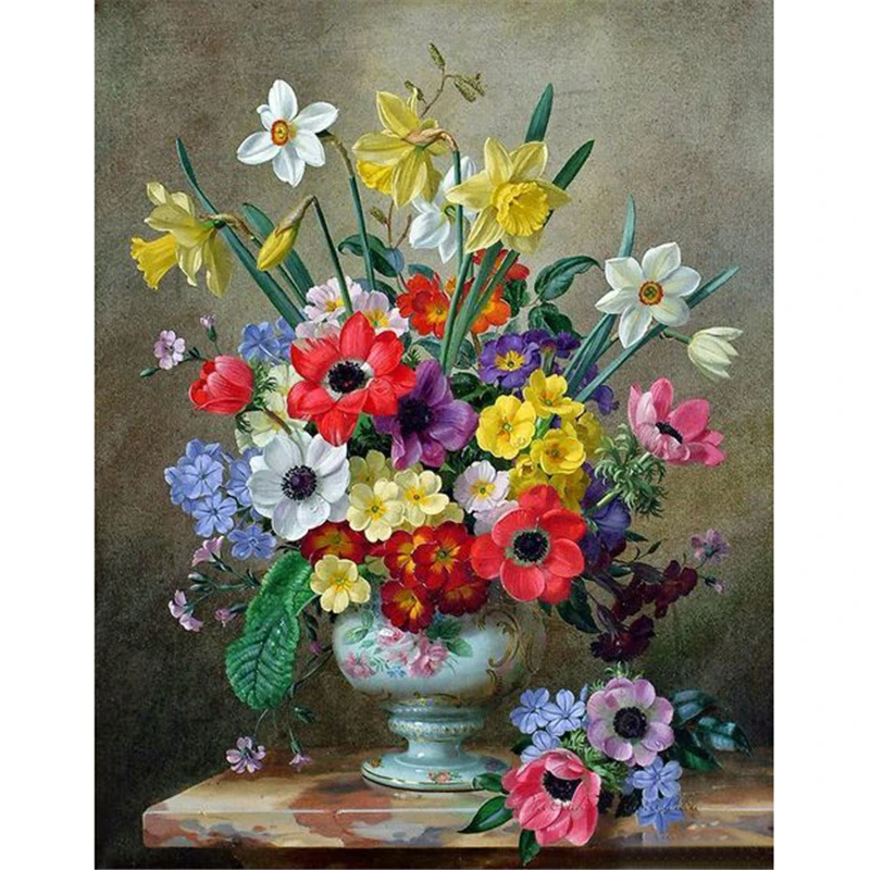 

DIY 5D Diamond Painting Full Drill Round Colorful Flowers Diamond Embroidery Patterns Home Decoration Painting
