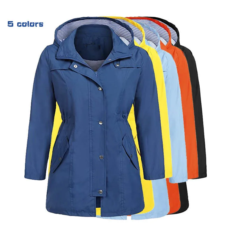 

2018 Autumn Fashion Women New waterproof Coat Medium Long Casual Hooded Coat Female Slim Trench