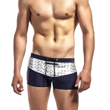 Мужские пляжные шорты блестящие клетчатые эластичные плавки с низкой талией для лета BB55