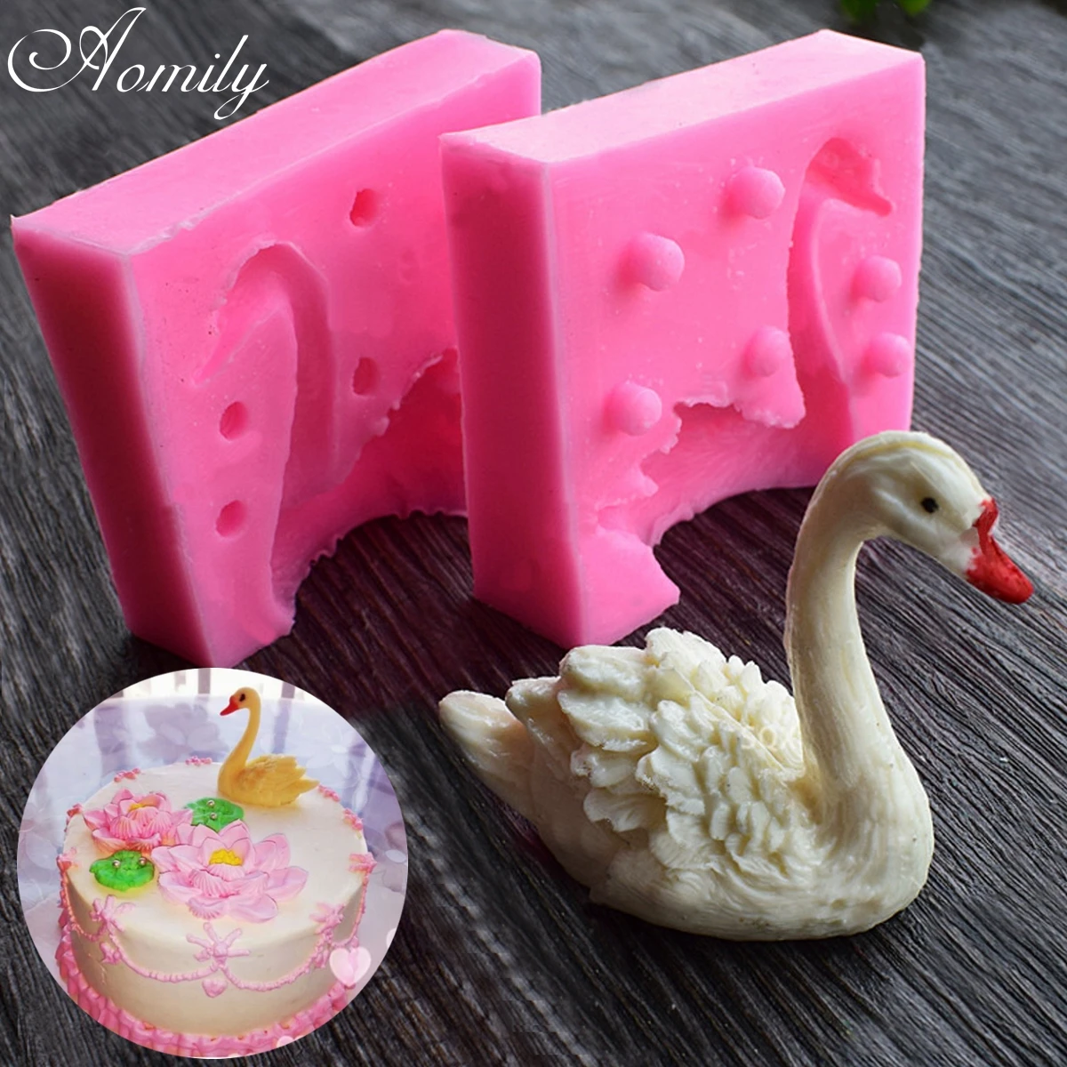 Силиконовая форма Aomily в виде лебедя для украшения шоколадных тортов|kitchen diy|baking