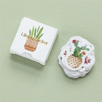 

45 Pcs/box Cactus Plant Flower Stickers Cartoon Cute Creative DIY Stationery Scrapbooking Diary Notebook Kawaii Sticker Boxed