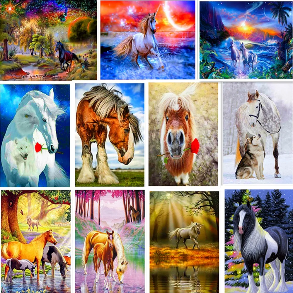 Diamond Painting Horse Kits Handmade Needlework DIY Diamond Embroidery