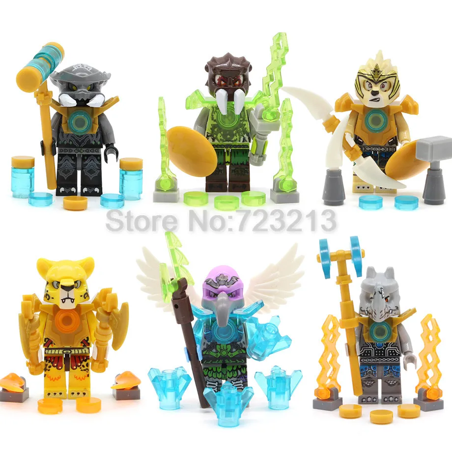 

6pcs/lot Chima Figure Set Cartoon Legoingly Laval Lagravis Cragger Building Blocks Super Hero Set Models Bricks Toys