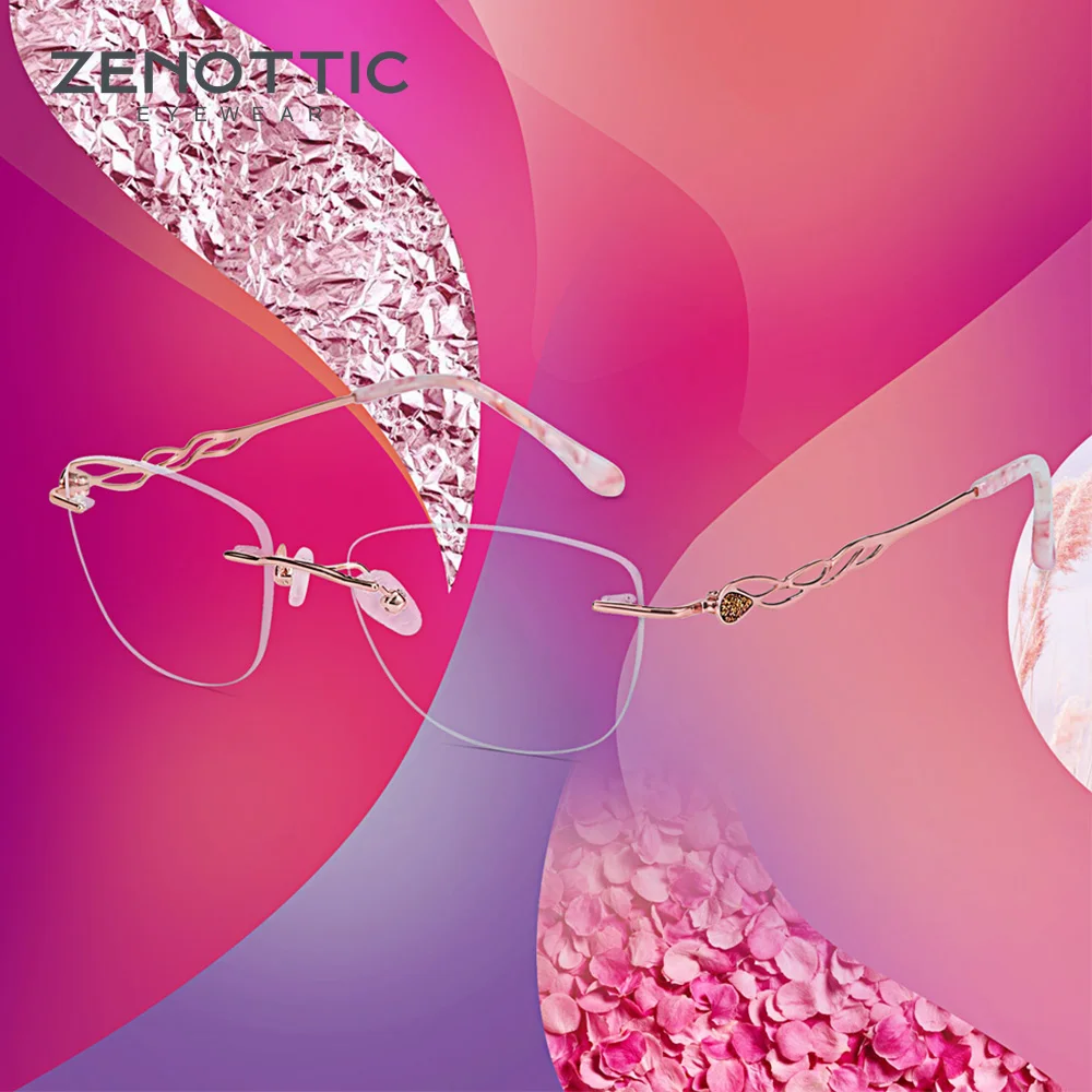 ZENOTTIC титановый рецепт очки для женщин близорукости ультра легкие без оправы