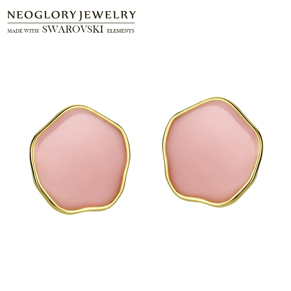 

Neoglory Enamel Geometric Stud Earrings Colorful Deisgn Korean Style For Wholesale Elegant Daily Party Lady Gift