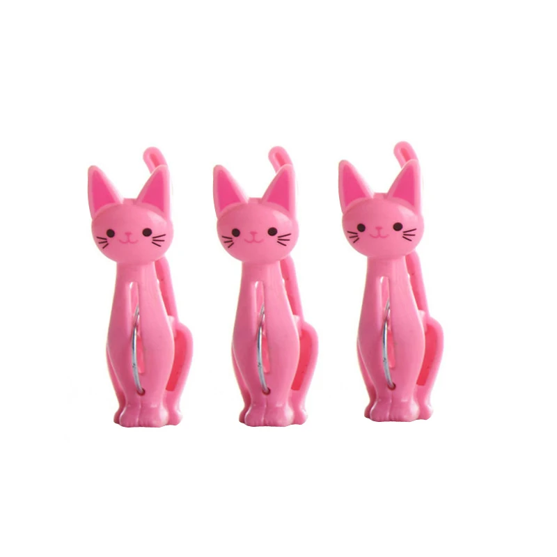 

XZJJA 8Pcs Cute Cats Plastic Clothes Pegs Clothespins Cartoon Beach Towel Clips Bed Sheet Handdoek Socks Windproof Laundry Pins