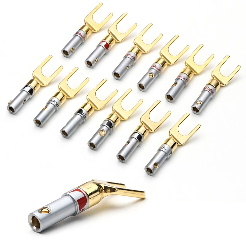 YT 12PCS Nakamichi Gold Plated Y/U- type Banana Plugs Set Cable Wire Connector Fork Spade Speaker Plug Adapter Audio Terminals YT 12PCS Nakamichi Gold Plated Y/U- type Banana Plugs Set Cable Wire Connector Fork Spade Speaker Plug Adapter Audio Terminals
