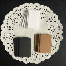 100 Uds mini etiquetas de papel negro blanco marrón suministros de fiesta DIY Tarjeta de mensaje Vintage para felicitación Etiqueta de regalo 2*3,3 cm